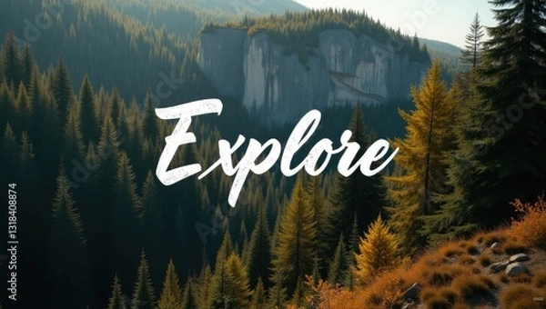 Fototapeta Background layout featuring wildlife and rocks with the word Explore.