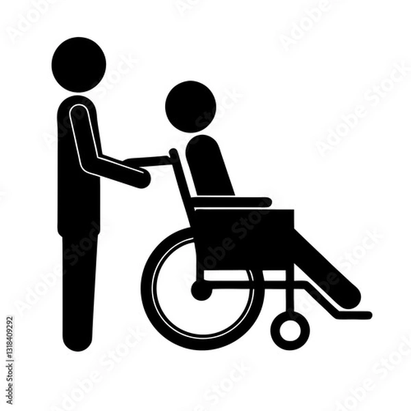 Obraz disabled person on wheelchair vector icon illustration