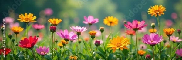 Fototapeta A bunch of wildflowers with different shapes and sizes, arrangement, botanical, flowers