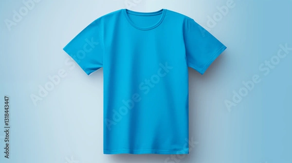 Fototapeta Cyan Blue TShirt Mockup Short Sleeve Apparel Template