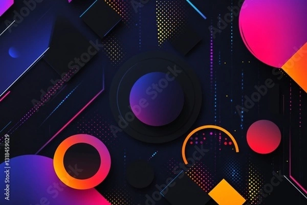 Obraz Black flat geometric background with mixed kinetic style