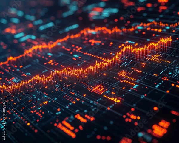 Fototapeta Digital financial data chart showing investment trends and analysis