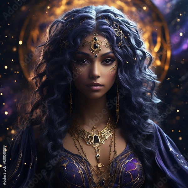 Fototapeta Cosmic Seer with Galactic Eyes in a Celestial Realm