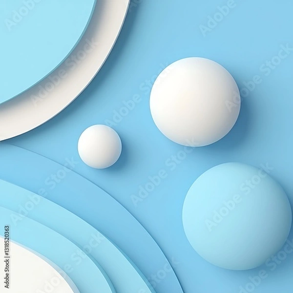 Fototapeta Abstract Composition of Geometric Shapes with Soft Colors and Curved Lines for Background or Design