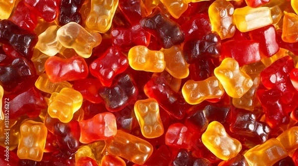 Obraz Colorful gummy bears candy background.