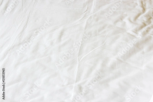 Fototapeta white crumpled bed sheet texture background