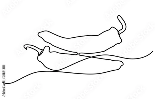 Fototapeta Continuous one single line drawing of hot chili vector design illustration