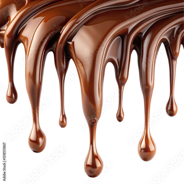 Fototapeta Smooth Stream of Melted Chocolate Isolated on White Background
