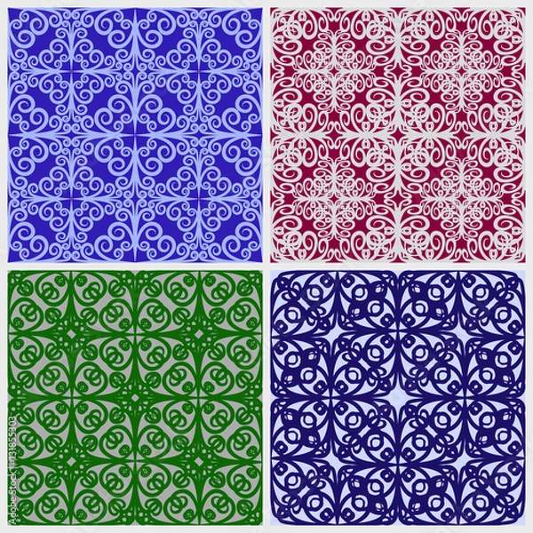 Fototapeta Set of abstract seamless patterns