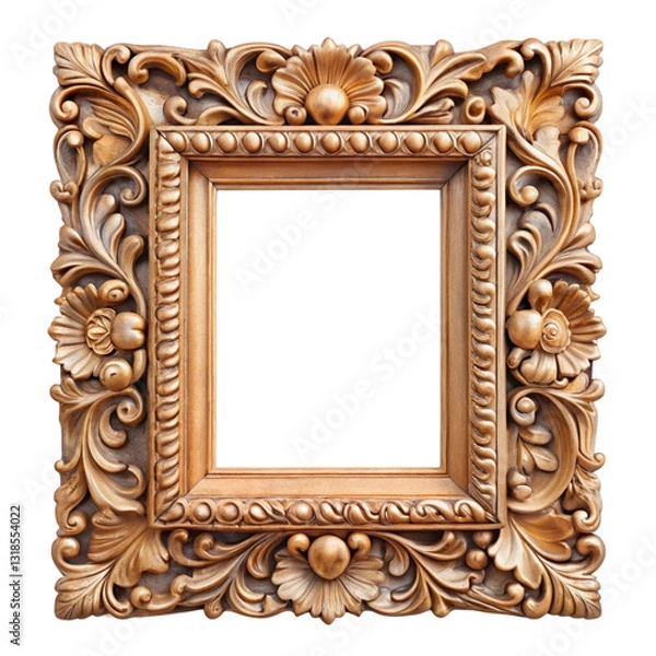 Fototapeta Classic Carved Frame Isolated on White Background
