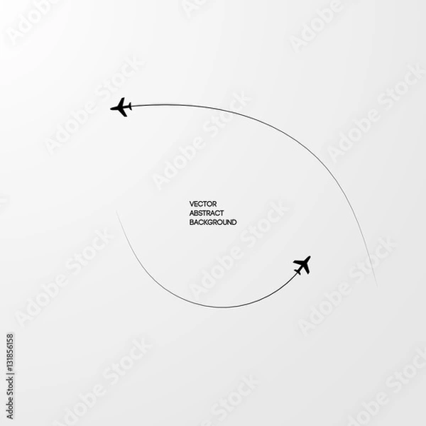 Fototapeta Sky. Two of the aircraft. The black line. Gray background. Motion