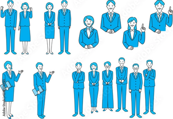 Fototapeta スーツを着たシニアのイラストセット