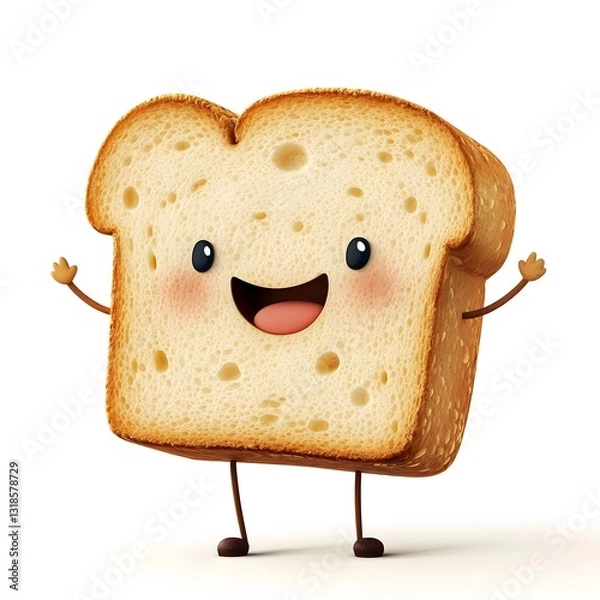 Obraz Bread character on a white background, Bread which is delicious
