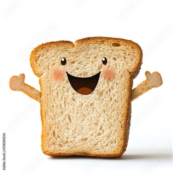Obraz Bread character on a white background, Bread which is delicious