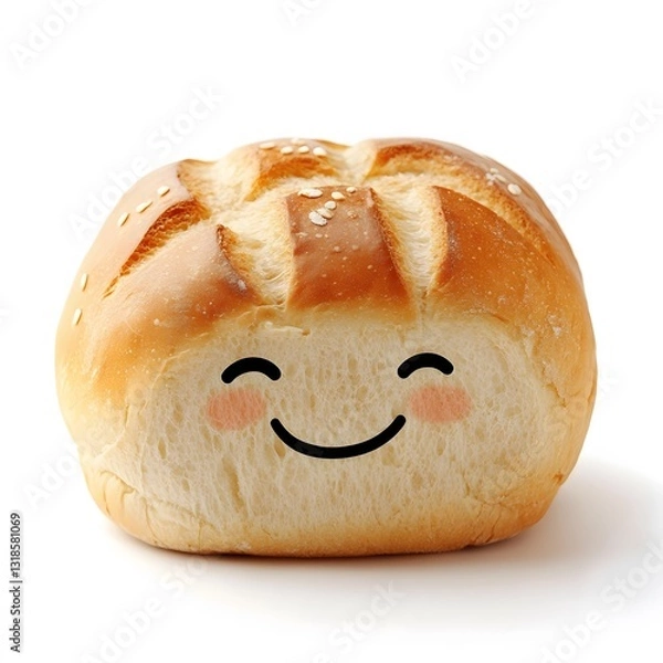 Obraz Bread character on a white background, Bread which is delicious