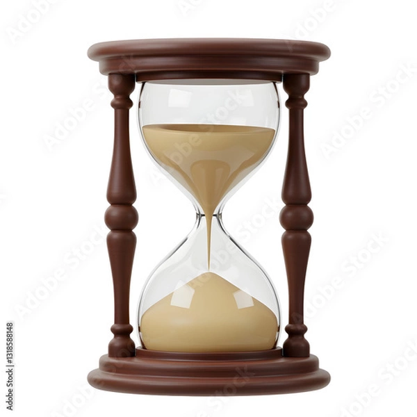 Fototapeta Hourglass isolated on transparent background, time passing sand timer icon.