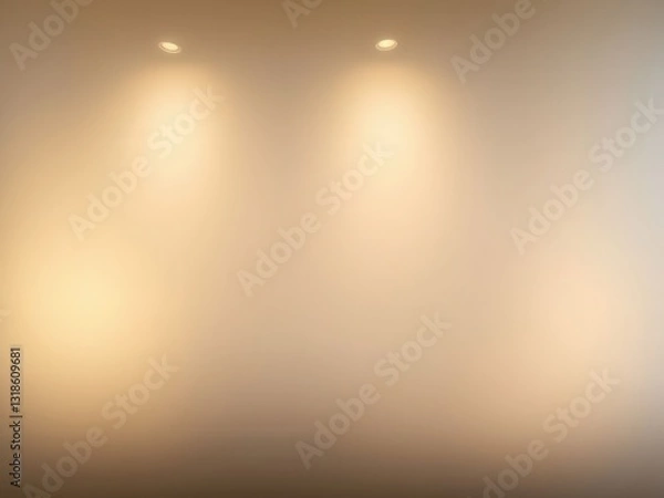 Obraz Warm Beige Wall with Recessed Lighting