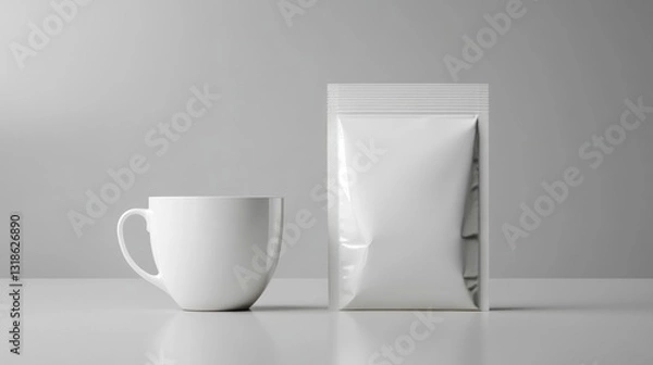 Obraz Generic Mockup Plain Perspective Cup Packet Beside