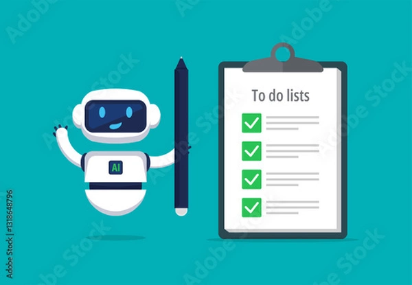 Fototapeta AI chatbot with online checklist for to-do list assistants of task planning concept