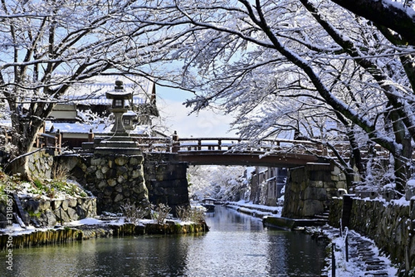 Obraz 雪の積もった近江八幡の八幡堀