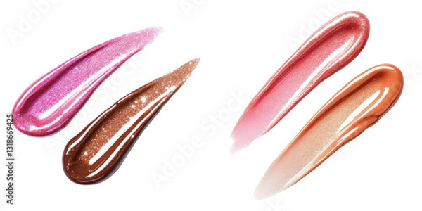 Fototapeta Colorful lip gloss swatches with glossy texture and shimmer effect
