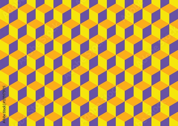 Obraz 3D cube pattern orange yellow background. Vector illustration