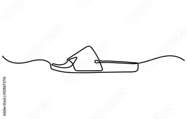 Obraz One continuous single drawing line art flat doodle shoe, sandal, fashion, style, woman, foot, beauty, elegant. Isolated graphic design contour on a white background.
