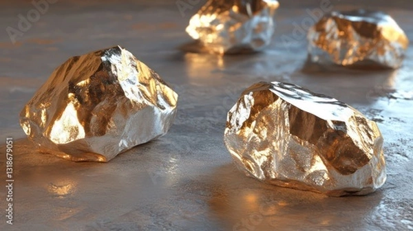 Fototapeta Lithium texture concept featuring raw metallic lithium ore with rugged, reflective surfaces.