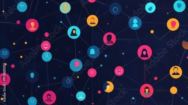 Fototapeta Network of user icons symbolizing IAM roles and access management.