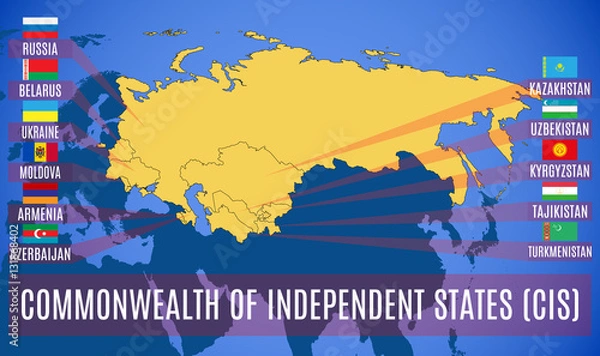 Obraz Schematic map of the Commonwealth of Independent States (CIS).