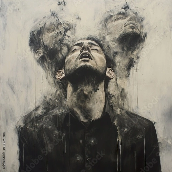 Fototapeta The Weight of the World: A Man's Internal Struggle