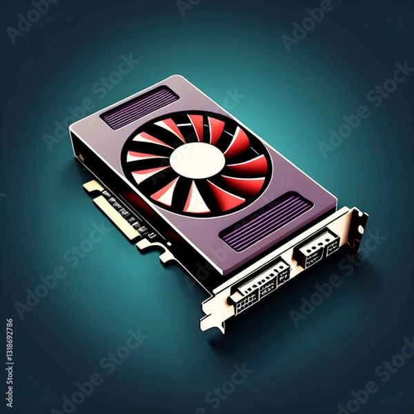 Fototapeta Graphics Card Icon Digital Accelerator