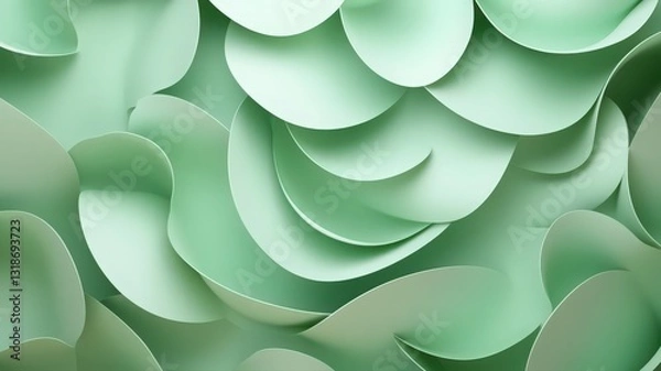 Fototapeta Abstract Pale Green Paper Shapes Background