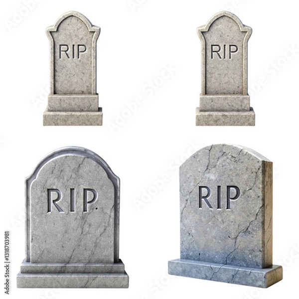 Obraz Various Tombstone Designs with RIP Inscriptions