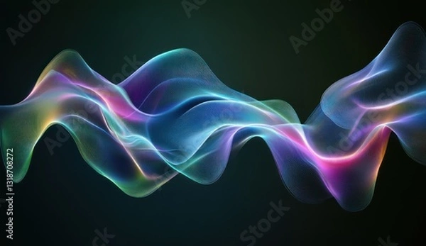 Fototapeta Abstract colorful wave flowing in dark background.
