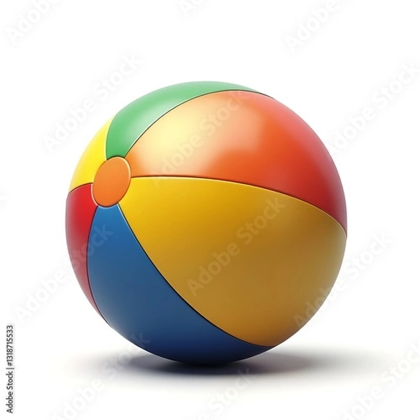 Obraz 3D Realistic Beach Ball with multicolor stripes