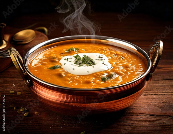 Obraz A steaming bowl of dal makhani
