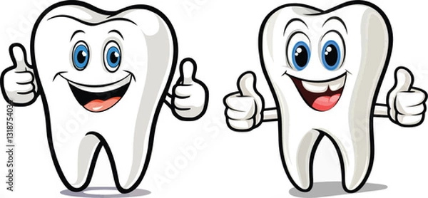 Obraz Cartoon tooth giving thumbs up vector