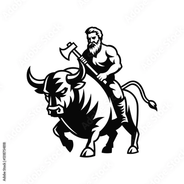 Fototapeta Man on a bull vector