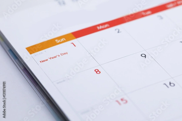 Fototapeta desktop calendar blank schedule of 1 january 2017