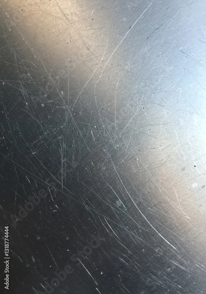 Fototapeta Scratched Metal Surface Soft Light Reflection. AI Generated