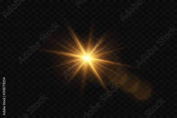 Obraz Shining golden star, explosion and light effect. On a transparent background.