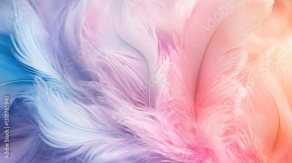 Fototapeta Soft pastel feathers in a dreamy arrangement.