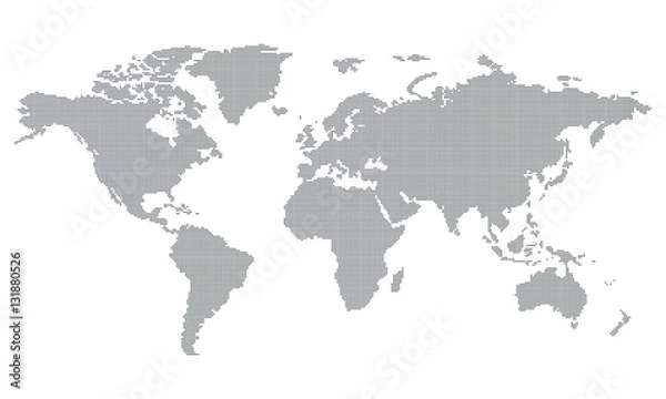 Fototapeta Vektor - Weltkarte (Quadrat/Pixel; fein) / Vector - World map (Square, Pixel; fine)