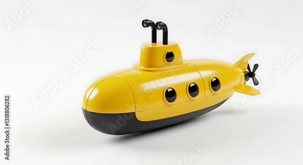 Obraz 黄色い潜水艦 滑らかな曲線 シンプルデザイン 白背景. AI Generated