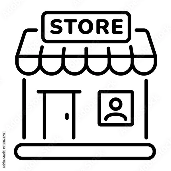 Fototapeta A line style icon of shopping store architecture 
