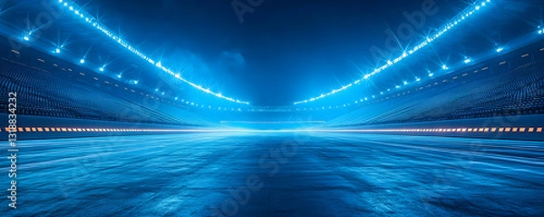Obraz Night race track, blue lights, speed