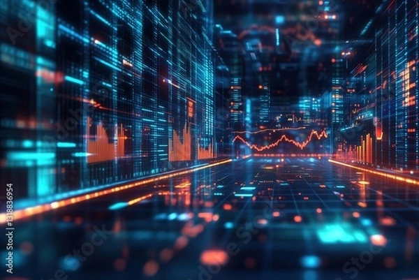 Obraz Visualizing data trends digital dashboard tech environment 3d view