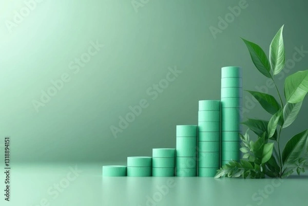 Fototapeta Simple and modern light green background with increasing market value of stable coin
