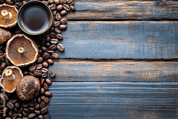 Obraz Coffee alternative concept with mushrooms, ai generated